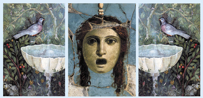 Die Frau am blauen Wasser - ein Triptychon. Pompeji 1.Jh.<br> 42 x 24,5 cm - Art.-Nr. B110 - 19.80 Euro - 24.80 sfr