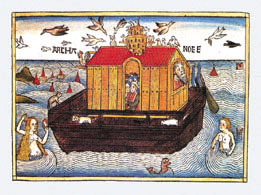 Die Arche Noah.<br> Holzschnitt aus der Nrnberger Bibel 1483<br>B218